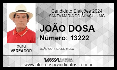 Candidato JOÃO DOSA 2024 - SANTA MARIA DO SUAÇUÍ - Eleições