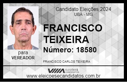 Candidato FRANCISCO TEIXEIRA 2024 - UBÁ - Eleições