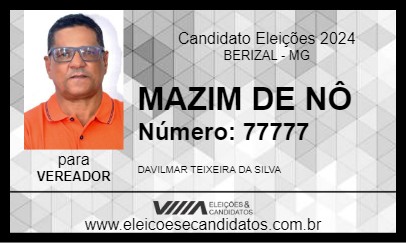 Candidato MAZIM DE NÔ 2024 - BERIZAL - Eleições