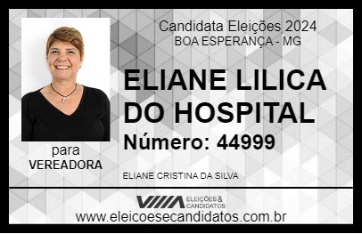 Candidato ELIANE LILICA DO HOSPITAL 2024 - BOA ESPERANÇA - Eleições