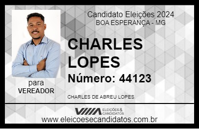 Candidato CHARLES LOPES 2024 - BOA ESPERANÇA - Eleições