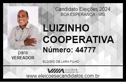 Candidato LUIZINHO COOPERATIVA 2024 - BOA ESPERANÇA - Eleições