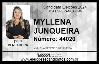 Candidato MYLLENA JUNQUEIRA 2024 - BOA ESPERANÇA - Eleições