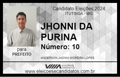 Candidato JHONNI DA PURINA 2024 - ITUTINGA - Eleições