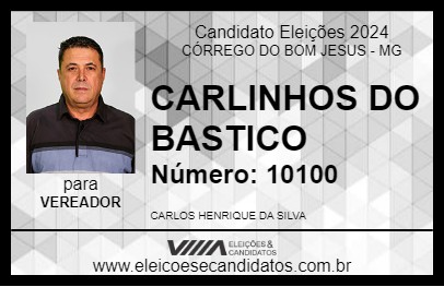 Candidato CARLINHOS DO BASTICO 2024 - CÓRREGO DO BOM JESUS - Eleições