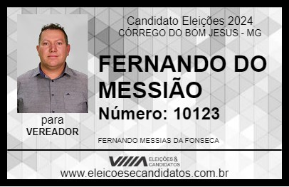 Candidato FERNANDO DO MESSIÃO 2024 - CÓRREGO DO BOM JESUS - Eleições