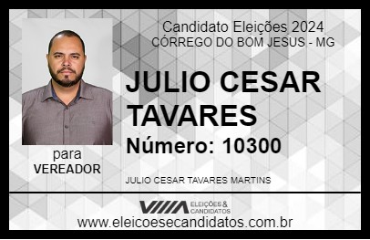 Candidato JULIO CESAR TAVARES 2024 - CÓRREGO DO BOM JESUS - Eleições