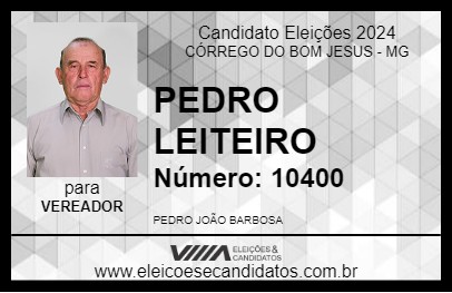 Candidato PEDRO LEITEIRO 2024 - CÓRREGO DO BOM JESUS - Eleições