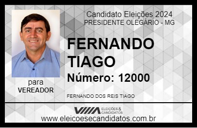 Candidato FERNANDO TIAGO 2024 - PRESIDENTE OLEGÁRIO - Eleições