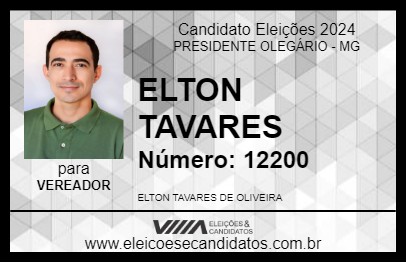 Candidato ELTON TAVARES 2024 - PRESIDENTE OLEGÁRIO - Eleições