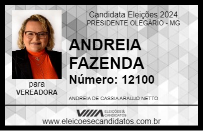 Candidato ANDREIA FAZENDA 2024 - PRESIDENTE OLEGÁRIO - Eleições