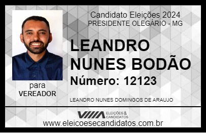 Candidato LEANDRO NUNES BODÃO 2024 - PRESIDENTE OLEGÁRIO - Eleições