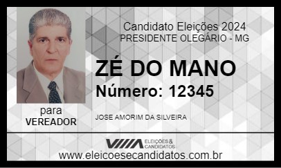 Candidato ZÉ DO MANO 2024 - PRESIDENTE OLEGÁRIO - Eleições