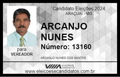 Candidato ARCANJO NUNES 2024 - ARAÇUAÍ - Eleições