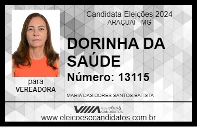 Candidato DORINHA DA SAÚDE 2024 - ARAÇUAÍ - Eleições