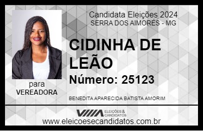 Candidato CIDINHA DE LEÃO 2024 - SERRA DOS AIMORÉS - Eleições