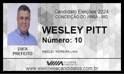 Candidato WESLEY PITT 2024 - CONCEIÇÃO DO PARÁ - Eleições