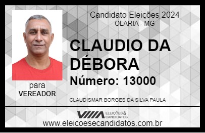 Candidato CLAUDIO DA DÉBORA 2024 - OLARIA - Eleições