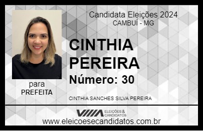 Candidato CINTHIA PEREIRA 2024 - CAMBUÍ - Eleições