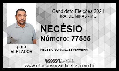 Candidato NECÉSIO  2024 - IRAÍ DE MINAS - Eleições