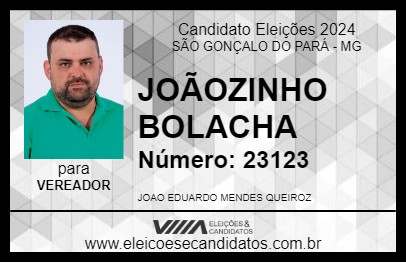 Candidato JOÃOZINHO BOLACHA 2024 - SÃO GONÇALO DO PARÁ - Eleições