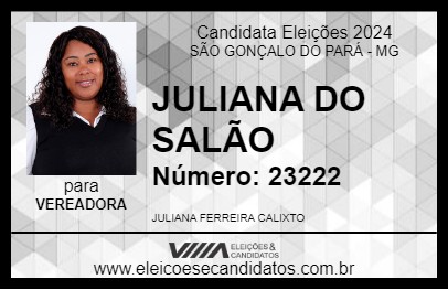 Candidato JULIANA DO SALÃO 2024 - SÃO GONÇALO DO PARÁ - Eleições