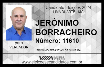 Candidato JERÔNIMO BORRACHEIRO 2024 - LIMA DUARTE - Eleições