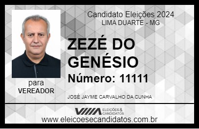 Candidato ZEZÉ DO GENÉSIO 2024 - LIMA DUARTE - Eleições