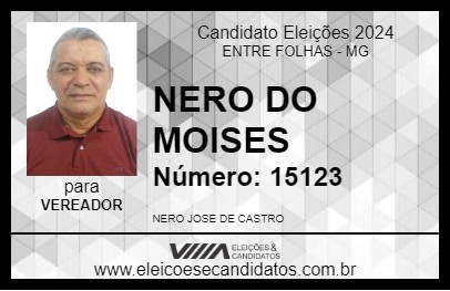 Candidato NERO DO MOISES 2024 - ENTRE FOLHAS - Eleições