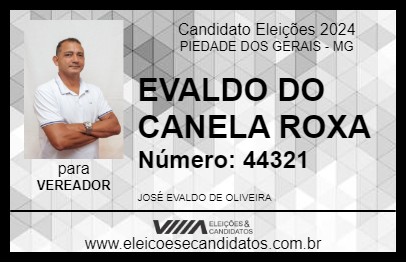 Candidato EVALDO DO CANELA ROXA 2024 - PIEDADE DOS GERAIS - Eleições