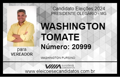 Candidato WASHINGTON TOMATE 2024 - PRESIDENTE OLEGÁRIO - Eleições