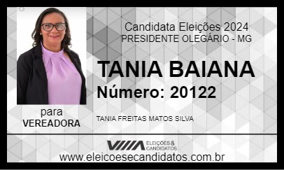 Candidato TANIA BAIANA 2024 - PRESIDENTE OLEGÁRIO - Eleições