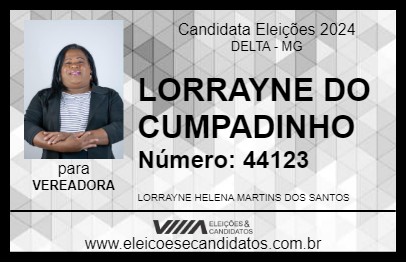 Candidato LORRAYNE DO CUMPADINHO 2024 - DELTA - Eleições