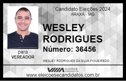 Candidato WESLEY RODRIGUES 2024 - ARAXÁ - Eleições