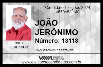 Candidato JOÃO JERÔNIMO 2024 - UBERABA - Eleições