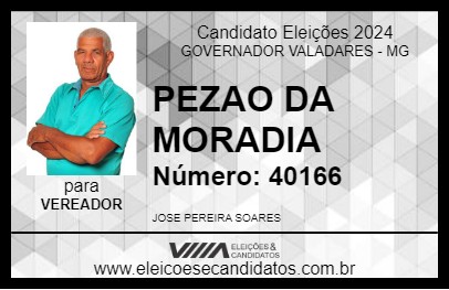 Candidato PEZAO DA MORADIA 2024 - GOVERNADOR VALADARES - Eleições