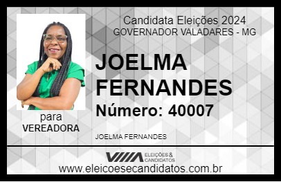 Candidato JOELMA FERNANDES 2024 - GOVERNADOR VALADARES - Eleições