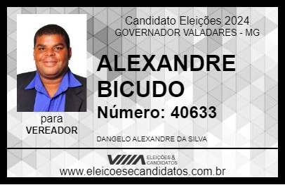 Candidato ALEXANDRE BICUDO 2024 - GOVERNADOR VALADARES - Eleições