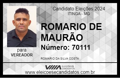 Candidato ROMARIO DE MAURÃO 2024 - ITINGA - Eleições