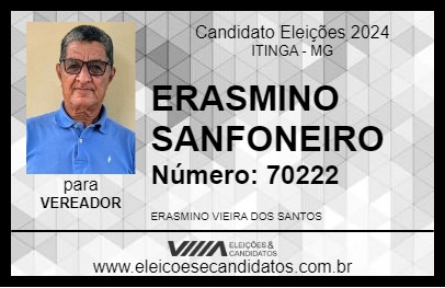 Candidato ERASMINO SANFONEIRO 2024 - ITINGA - Eleições