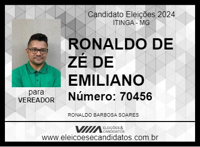 Candidato RONALDO DE ZÉ DE EMILIANO 2024 - ITINGA - Eleições