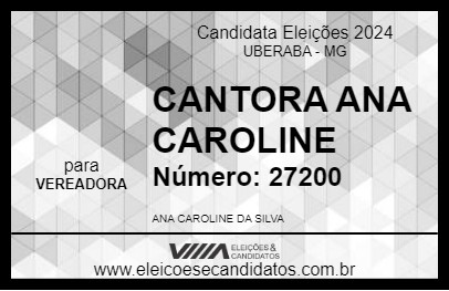 Candidato CANTORA ANA CAROLINE 2024 - UBERABA - Eleições