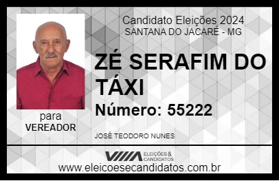 Candidato ZÉ SERAFIM DO TÁXI 2024 - SANTANA DO JACARÉ - Eleições