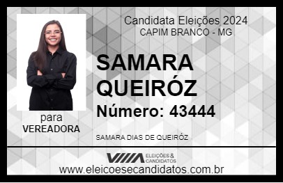 Candidato SAMARA QUEIRÓZ 2024 - CAPIM BRANCO - Eleições