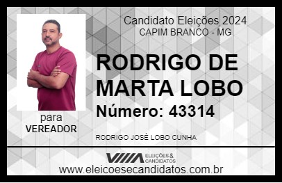 Candidato RODRIGO DE MARTA LOBO 2024 - CAPIM BRANCO - Eleições