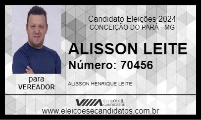 Candidato ALISSON LEITE  2024 - CONCEIÇÃO DO PARÁ - Eleições