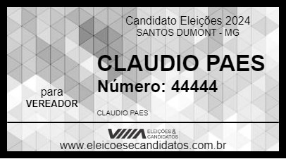 Candidato CLAUDIO PAES 2024 - SANTOS DUMONT - Eleições