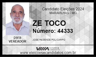 Candidato ZE TOCO 2024 - MARAVILHAS - Eleições