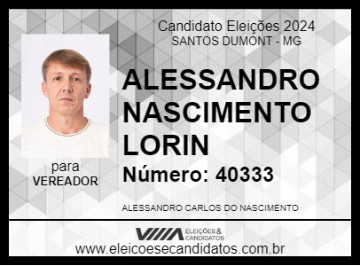 Candidato ALESSANDRO NASCIMENTO LORIN 2024 - SANTOS DUMONT - Eleições