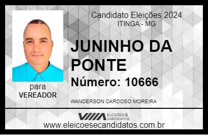 Candidato JUNINHO DA PONTE 2024 - ITINGA - Eleições